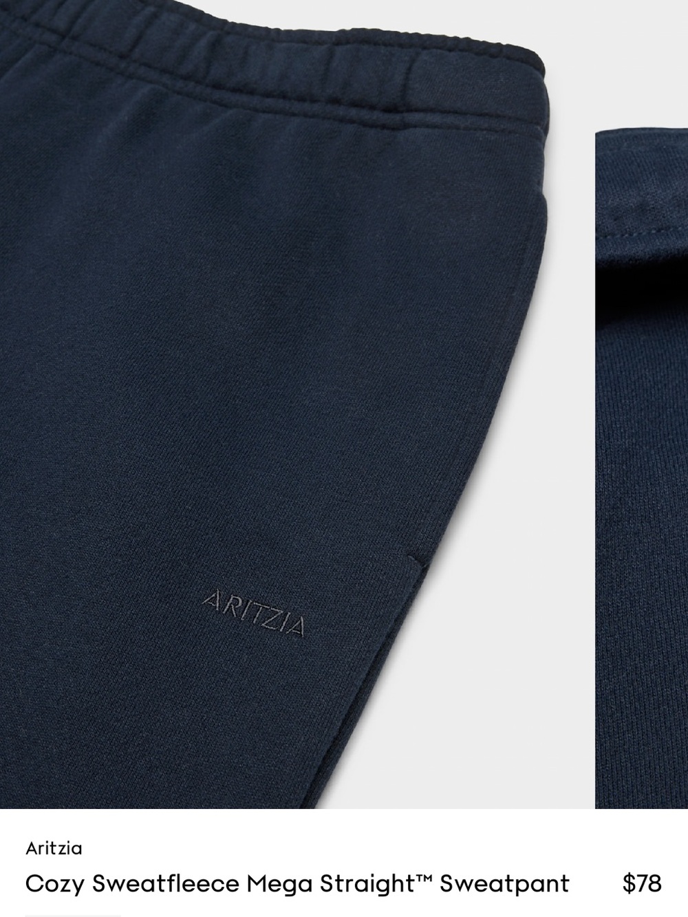 Aritzia Navy Sweatfleece Sweatpants - Picture 5 of 5
